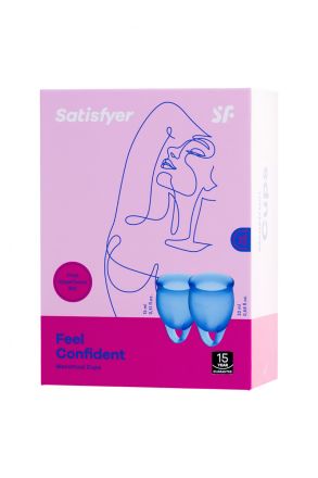 Две синие менструальные чаши Satisfyer Feel Confident