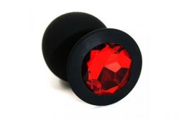 Анальная пробка ONJOY Medium Black с красным кристаллом
