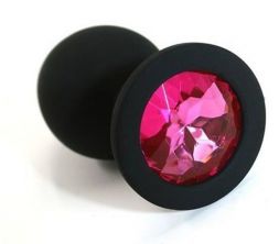 Анальная пробка ONJOY Medium Black с розовый кристаллом