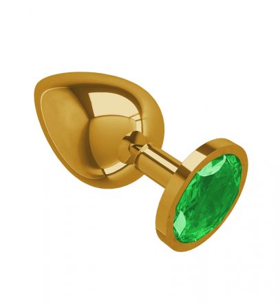 Анальная втулка Gold Large с зеленым кристаллом