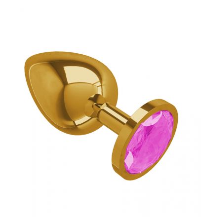 Анальная втулка Gold Large с розовым кристаллом