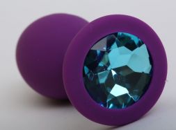 Анальная пробка Silicone Purple Large с голубым стразом