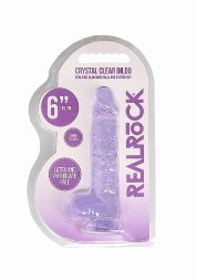 Фиолетовый фаллоимитатор Realrock Crystal Clear 17 см