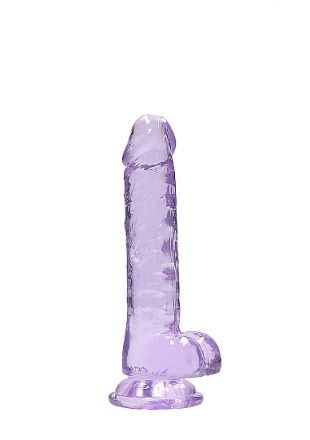 Фиолетовый фаллоимитатор Realrock Crystal Clear 19 см