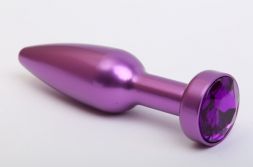 Конусная анальная пробка Purle Large с фиолетовым стразом