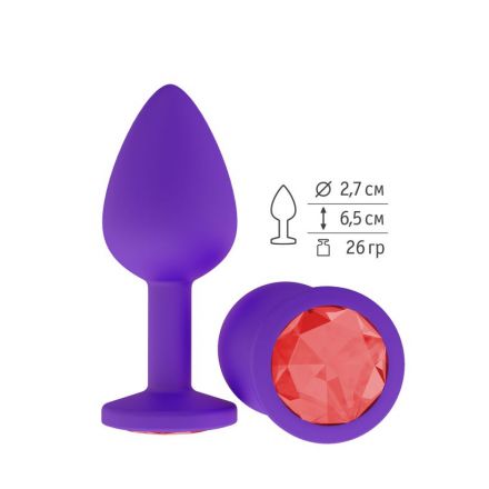Анальная втулка Silicone Purple Small с красным кристаллом